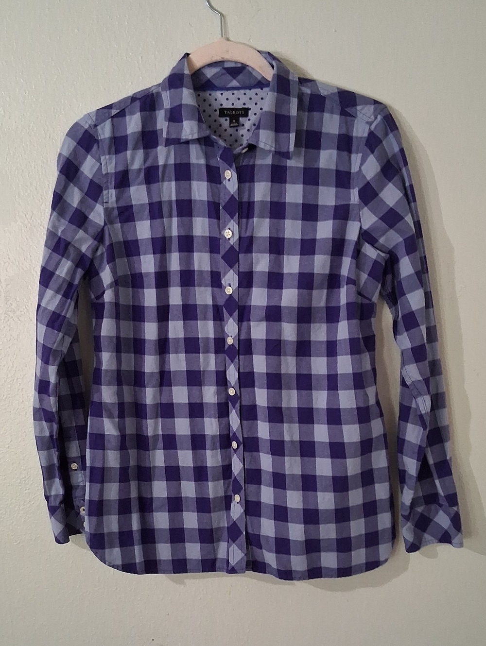 Lightweight Purple Checked Button Up With Polkadot Cuffs
